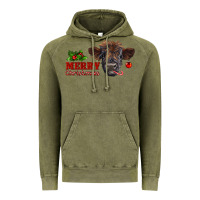 Vintage Olive Merry Christmas Calf Vintage Hoodie - RanaPortraitStore