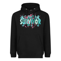 Black I am a survivor teal ribbon Ovarian Cancer Heavyweight Hoodie - NancyCooperArtShop
