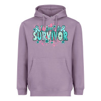 Lavender I am a survivor teal ribbon Ovarian Cancer Heavyweight Hoodie - NancyCooperArtShop