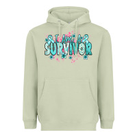 Matcha I am a survivor teal ribbon Ovarian Cancer Heavyweight Hoodie - NancyCooperArtShop