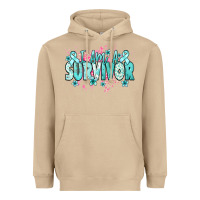 Mushroom I am a survivor teal ribbon Ovarian Cancer Heavyweight Hoodie - NancyCooperArtShop