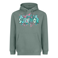 Sage I am a survivor teal ribbon Ovarian Cancer Heavyweight Hoodie - NancyCooperArtShop