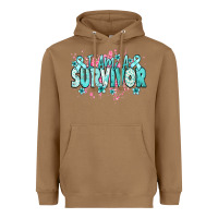 Toasted Coconut I am a survivor teal ribbon Ovarian Cancer Heavyweight Hoodie - NancyCooperArtShop