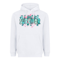 White I am a survivor teal ribbon Ovarian Cancer Heavyweight Hoodie - NancyCooperArtShop