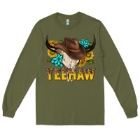 Army Green yeehaw bull skull Long Sleeve Tee - NancyCooperArtShop