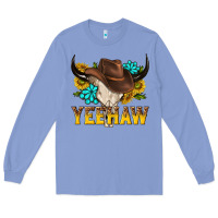 Colony Blue yeehaw bull skull Long Sleeve Tee - NancyCooperArtShop