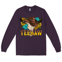 Plum yeehaw bull skull Long Sleeve Tee - NancyCooperArtShop