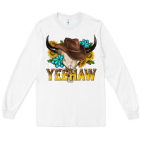 White yeehaw bull skull Long Sleeve Tee - NancyCooperArtShop