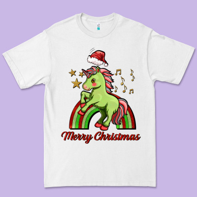 Merry Christmas Unicorn Premium Tee Designed By Fadigitalartstudio