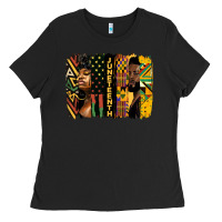 Black juneteenth brush stroke Ladies Tee - HRA Design Shop
