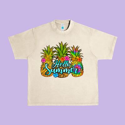 Hello Summer Pineapple Urban Heavy Tee Designed By Jasminsmagicworld