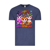 Vintage Denim Happy Hallothanksmas unicorns Vintage Tee - NancyCooperArtShop