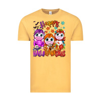 Vintage Mustard Happy Hallothanksmas unicorns Vintage Tee - NancyCooperArtShop