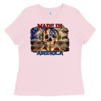 Bubblegum Pink Made in America 4th of july Ladies Tee - CowGirlArtShop