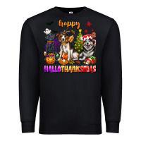 Black happy hallothanksmas dogs Premium Sweatshirt - texasbilliewilder