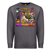 Charcoal Heather happy hallothanksmas dogs Premium Sweatshirt - texasbilliewilder