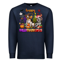Navy happy hallothanksmas dogs Premium Sweatshirt - texasbilliewilder