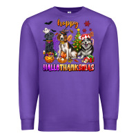 Purple happy hallothanksmas dogs Premium Sweatshirt - texasbilliewilder