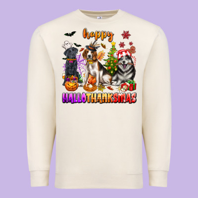 Happy Hallothanksmas Dogs Premium Sweatshirt Designed By Texasbilliewilder