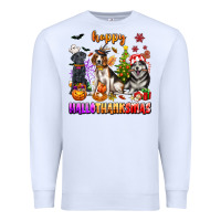 White happy hallothanksmas dogs Premium Sweatshirt - texasbilliewilder