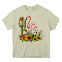 Mossy flamingo with cactus and sunflowers Heavy Core Tee - BarkalooDesign