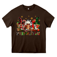 Chocolate Brown merry christmas buffalo gnomies Heavy Core Tee - FaDigitalArtStudio