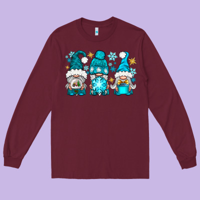 Winter Gnomies Long Sleeve Tee Designed By Nancycooperartshop