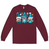 Burgundy winter gnomies Long Sleeve Tee - NancyCooperArtShop