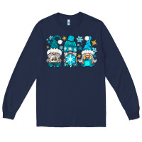 Navy winter gnomies Long Sleeve Tee - NancyCooperArtShop