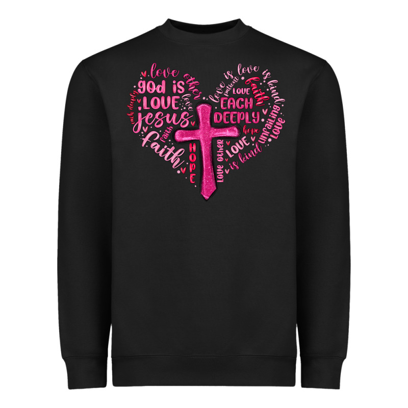 Jesus Is Love Heart Cross Valentines Day Heavyweight Sweatshirt by MaliasSmallBusiness | Teevron