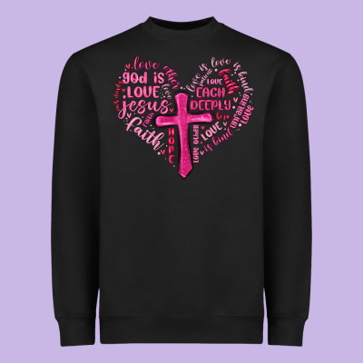 Jesus Is Love Heart Cross Valentines Day Heavyweight Sweatshirt Designed By Maliassmallbusiness