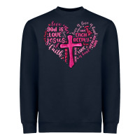 Navy jesus is love heart cross valentines day Heavyweight Sweatshirt - MaliasSmallBusiness