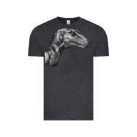 Vintage Black Velociraptor Face Vintage Tee - LillyAllenDesigns