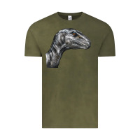 Vintage Olive Velociraptor Face Vintage Tee - LillyAllenDesigns