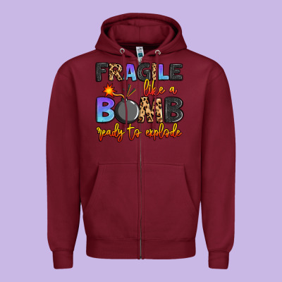 Fragile Like A Bomb Ready To Explode Zipper Hoodie Designed By Artiststas
