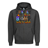 Charcoal Heather fragile like a bomb ready to explode Zipper Hoodie - Artiststas