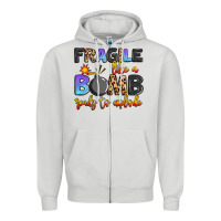 Dove Grey fragile like a bomb ready to explode Zipper Hoodie - Artiststas
