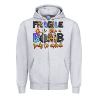 Heather Grey fragile like a bomb ready to explode Zipper Hoodie - Artiststas