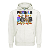 Oatmeal Heather fragile like a bomb ready to explode Zipper Hoodie - Artiststas