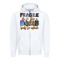 White fragile like a bomb ready to explode Zipper Hoodie - Artiststas