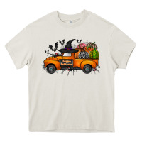 Cream happy halloween truck Heavy Core Tee - CowhideDigitalArt