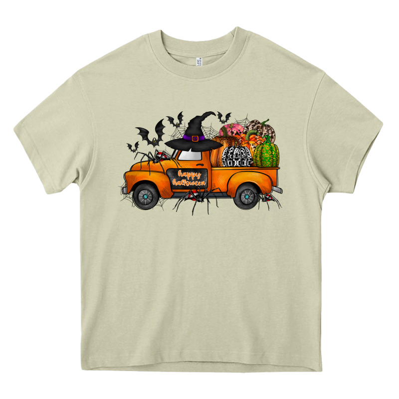 Happy Halloween Truck Heavy Core Tee by CowhideDigitalArt | Teevron