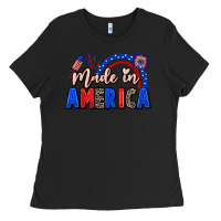 Black Made in America 4th of july Ladies Tee - CowGirlArtShop