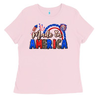 Bubblegum Pink Made in America 4th of july Ladies Tee - CowGirlArtShop