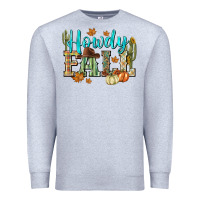 Heather Grey Western howdy Fall Premium Sweatshirt - NancyCooperArtShop