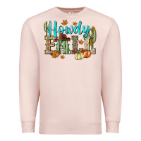 Pale Pink Western howdy Fall Premium Sweatshirt - NancyCooperArtShop