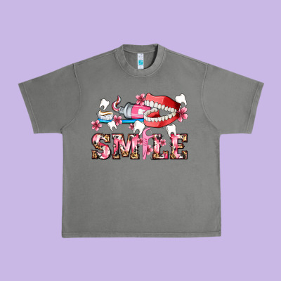 Smile With Teeth And Brush Urban Heavy Tee Designed By Adodesignshop