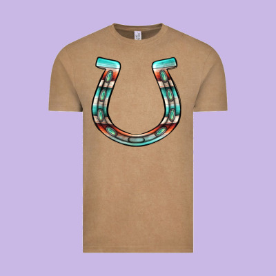Serape Turquoise Horseshoe Vintage Tee Designed By Jasminsmagicworld