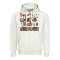 Oatmeal Heather support local hustlers and dreamers Zipper Hoodie - Artiststas