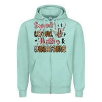 Seafoam support local hustlers and dreamers Zipper Hoodie - Artiststas